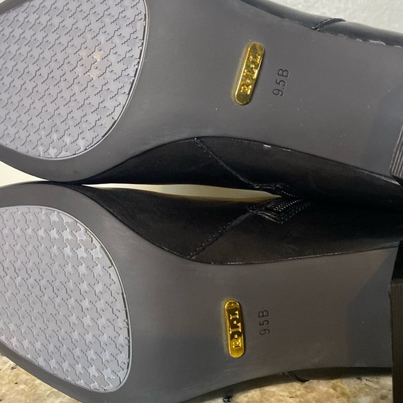 Lauren Ralph Lauren Hadara Black Cow Leather Ankle Boot Silver Zipper Buckle 9.5 - Picture 13 of 13